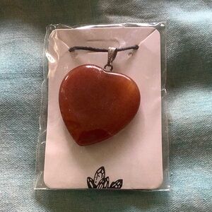 Orange and Black Heart Pendant Necklace